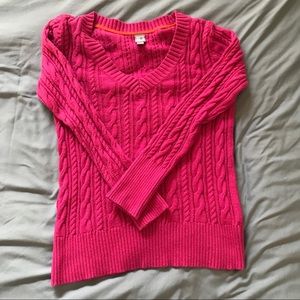 Jcpenny pink v-neck cable knit sweater